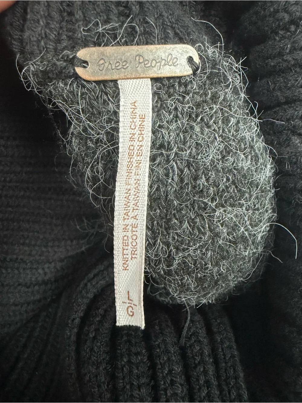 Free People Oversized Fuzzy Turtleneck Sweater Charcoal Gray L
